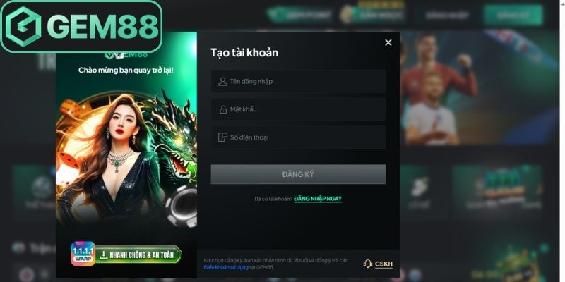 Đăng Ký Gem88 Hướng Dẫn Chi Tiết Quy Trình Tạo Tài Khoản 1 Đăng ký Gem88 dễ dàng chỉ với ba bước thực hiện