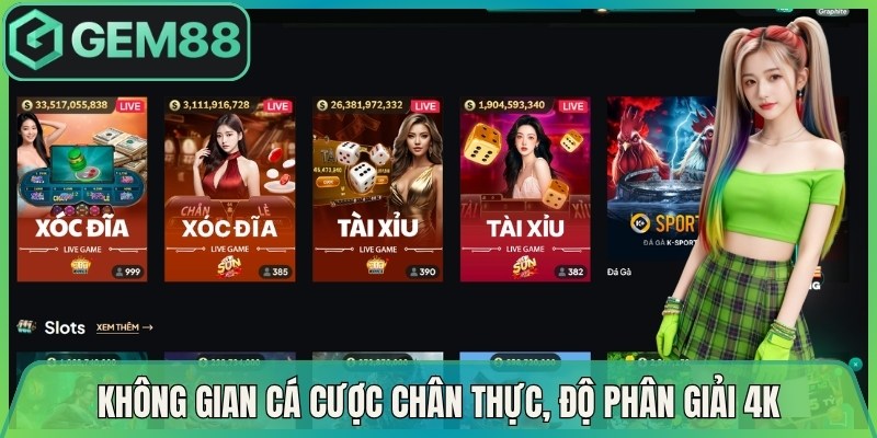 Không gian cá cược chân thực, độ phân giải 4K
